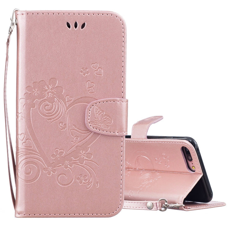For iPhone 8 Plus & 7 Plus Pressed Flowers Butterfly Love Pattern Horizontal Flip Leather Case with Holder & Card Slots & Wallet & Lanyard & Photo Frame