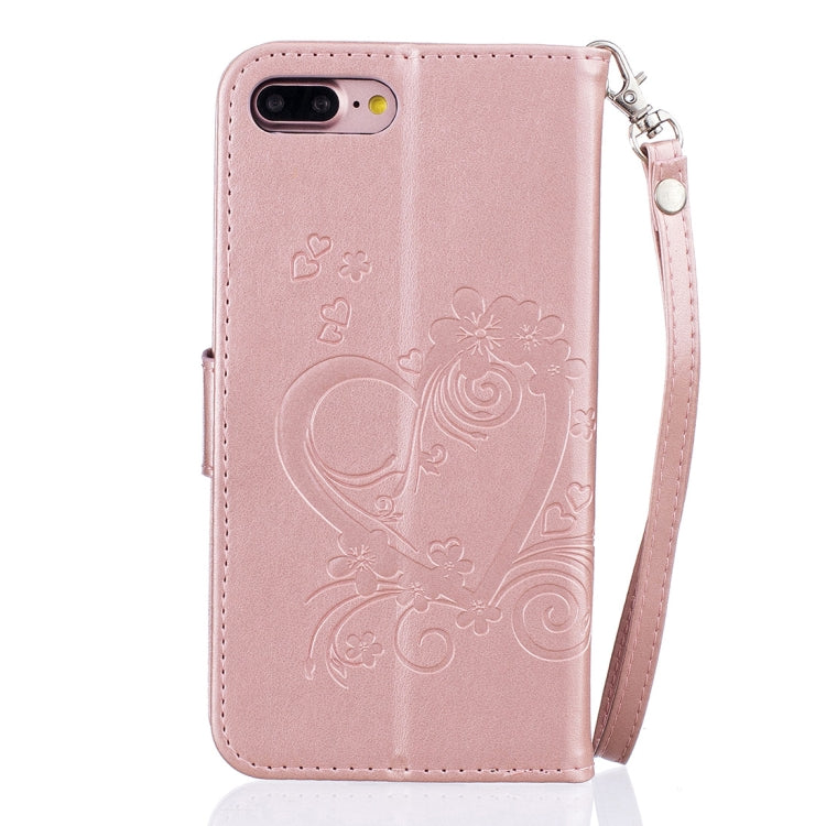 For iPhone 8 Plus & 7 Plus Pressed Flowers Butterfly Love Pattern Horizontal Flip Leather Case with Holder & Card Slots & Wallet & Lanyard & Photo Frame
