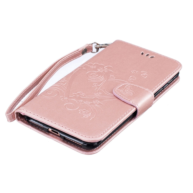 For iPhone 8 Plus & 7 Plus Pressed Flowers Butterfly Love Pattern Horizontal Flip Leather Case with Holder & Card Slots & Wallet & Lanyard & Photo Frame