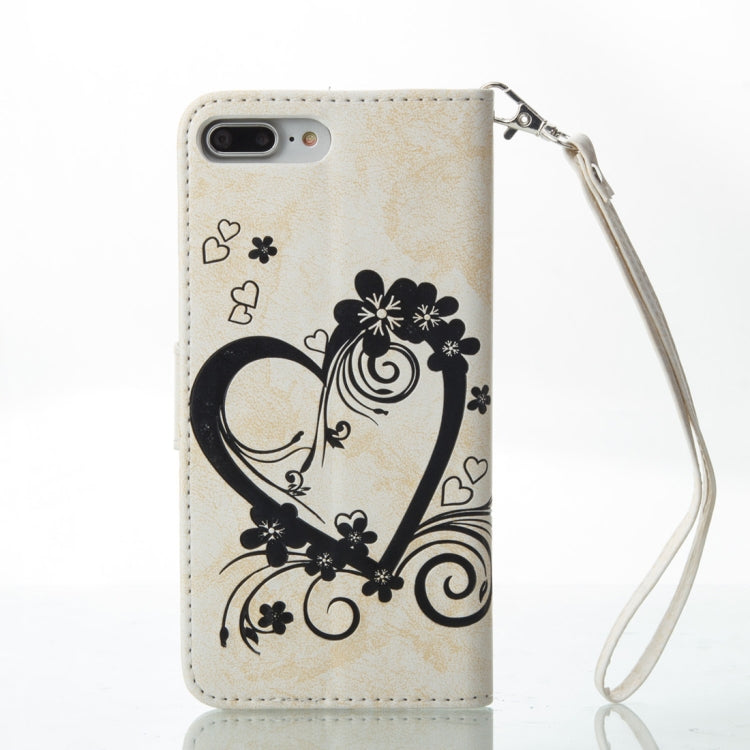 For iPhone 8 Plus & 7 Plus Pressed Flowers Butterfly Love Pattern Horizontal Flip Leather Case with Holder & Card Slots & Wallet & Lanyard & Photo Frame