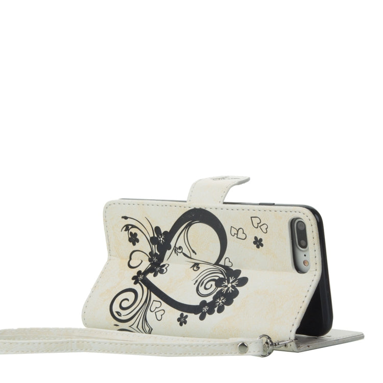 For iPhone 8 Plus & 7 Plus Pressed Flowers Butterfly Love Pattern Horizontal Flip Leather Case with Holder & Card Slots & Wallet & Lanyard & Photo Frame