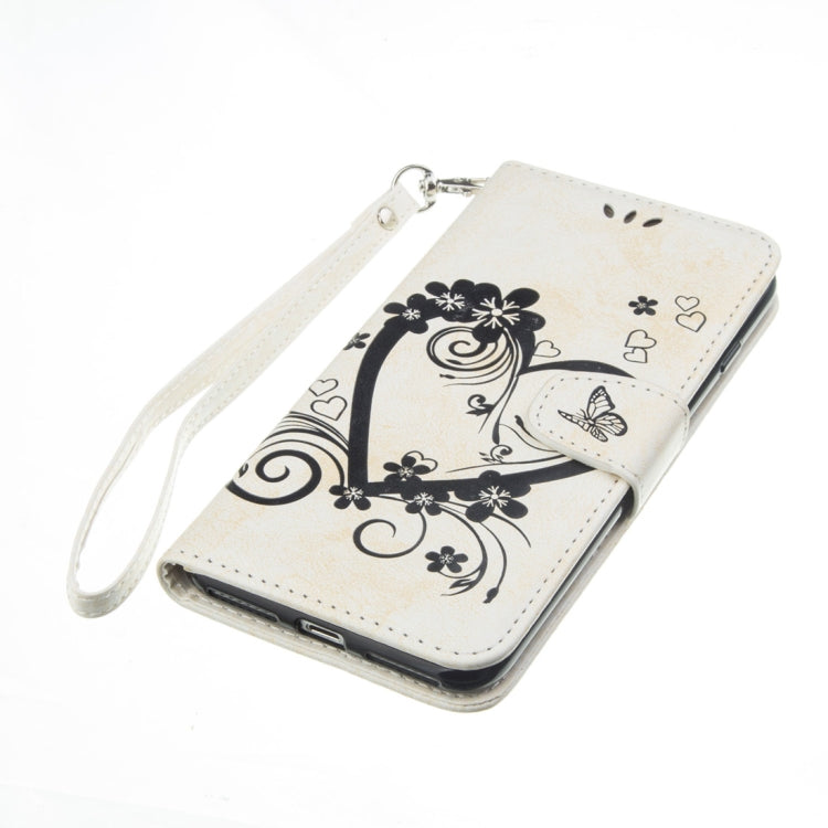 For iPhone 8 Plus & 7 Plus Pressed Flowers Butterfly Love Pattern Horizontal Flip Leather Case with Holder & Card Slots & Wallet & Lanyard & Photo Frame