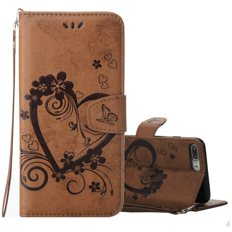 For iPhone 8 Plus & 7 Plus Pressed Flowers Butterfly Love Pattern Horizontal Flip Leather Case with Holder & Card Slots & Wallet & Lanyard & Photo Frame