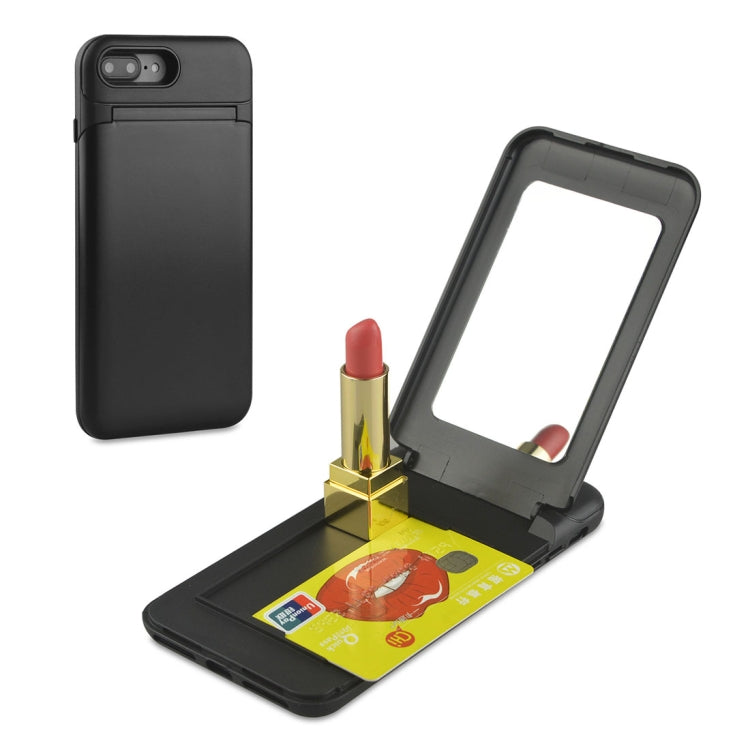 For iPhone 8 Plus & 7 Plus TPU + PC Multi-function Protective Case with Holder & Card Slot & Mirror