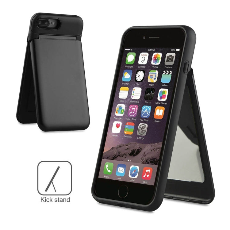 For iPhone 8 Plus & 7 Plus TPU + PC Multi-function Protective Case with Holder & Card Slot & Mirror