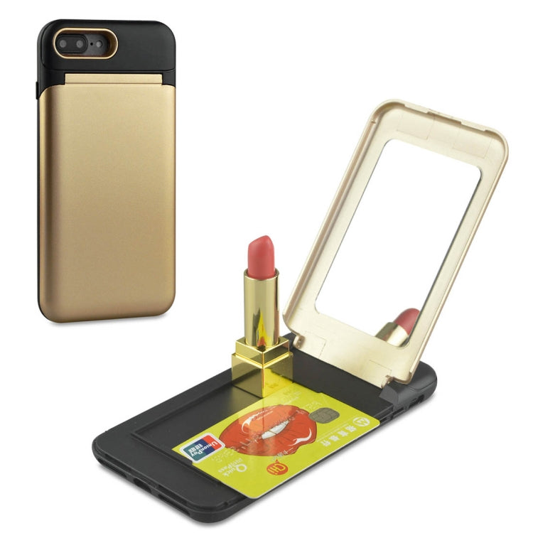 For iPhone 8 Plus & 7 Plus TPU + PC Multi-function Protective Case with Holder & Card Slot & Mirror