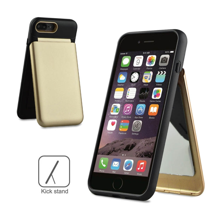 For iPhone 8 Plus & 7 Plus TPU + PC Multi-function Protective Case with Holder & Card Slot & Mirror