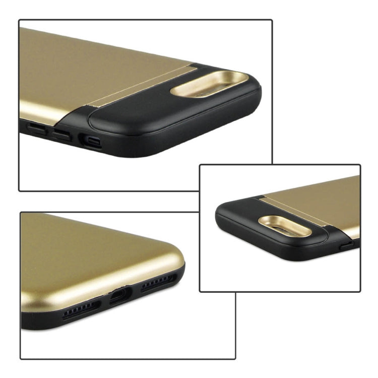 For iPhone 8 Plus & 7 Plus TPU + PC Multi-function Protective Case with Holder & Card Slot & Mirror