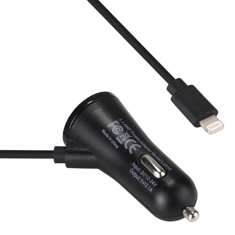 3.1A Dual Ports 8 Pin Wired Smart Car Charger, For iPhone X / 8 Plus / 7 Plus / 8 / 7 / 6 Plus / 6s Plus, iPad