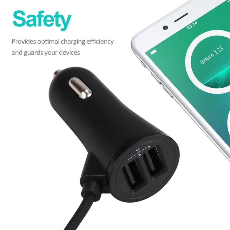 3.1A Dual Ports 8 Pin Wired Smart Car Charger, For iPhone X / 8 Plus / 7 Plus / 8 / 7 / 6 Plus / 6s Plus, iPad