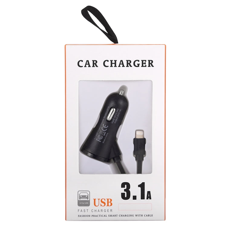 3.1A Dual Ports 8 Pin Wired Smart Car Charger, For iPhone X / 8 Plus / 7 Plus / 8 / 7 / 6 Plus / 6s Plus, iPad