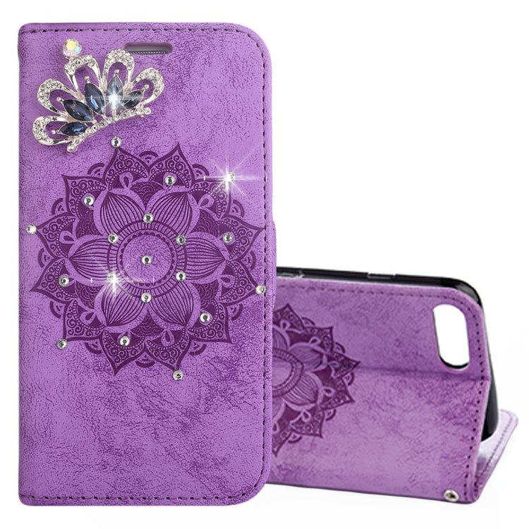 For iPhone 8 Plus & 7 Plus Mandragora Pattern Crystal Encrusted Horizontal Flip Leather Case with Card Slot & Holder & Wallet & Lanyard