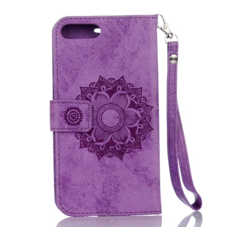 For iPhone 8 Plus & 7 Plus Mandragora Pattern Crystal Encrusted Horizontal Flip Leather Case with Card Slot & Holder & Wallet & Lanyard