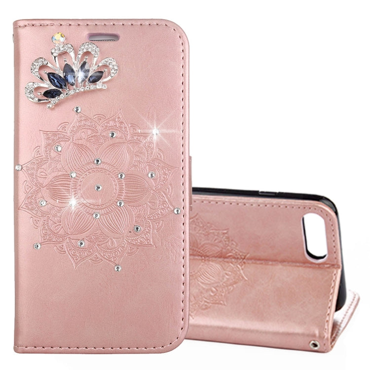 For iPhone 8 Plus & 7 Plus Mandragora Pattern Crystal Encrusted Horizontal Flip Leather Case with Card Slot & Holder & Wallet & Lanyard