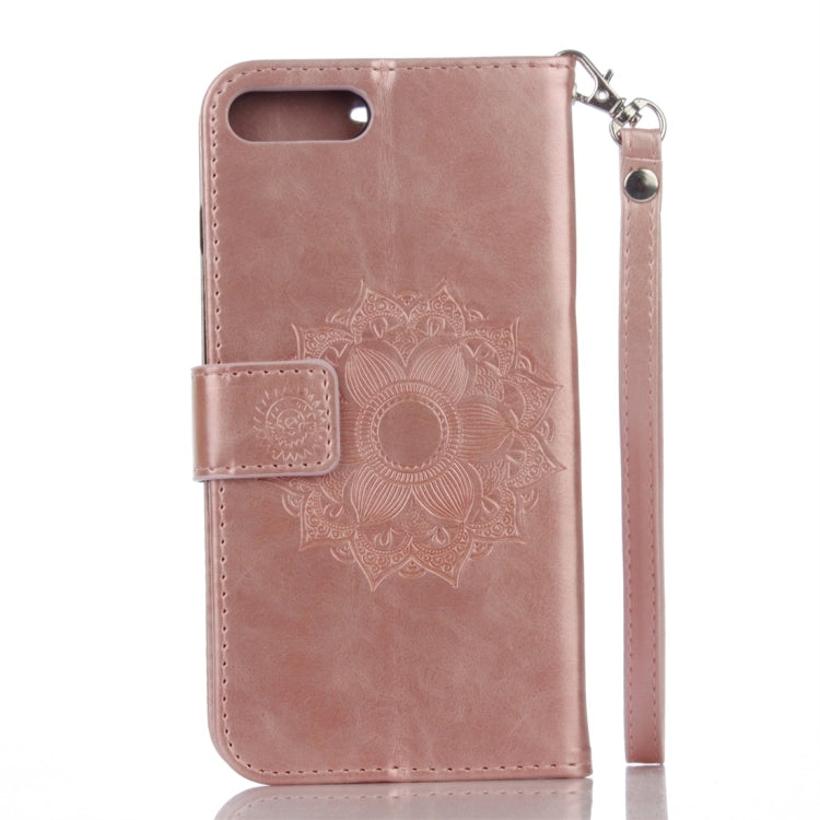 For iPhone 8 Plus & 7 Plus Mandragora Pattern Crystal Encrusted Horizontal Flip Leather Case with Card Slot & Holder & Wallet & Lanyard