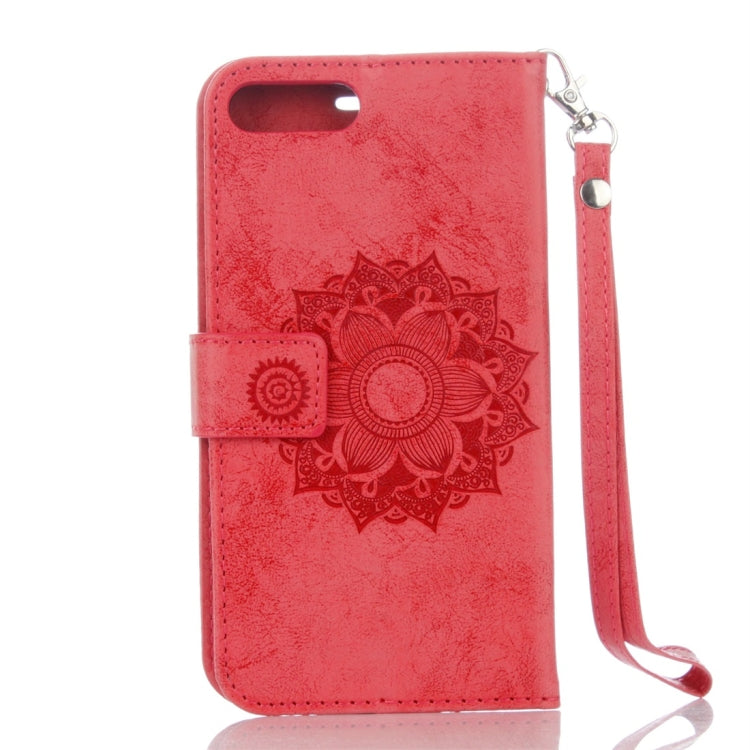For iPhone 8 Plus & 7 Plus Mandragora Pattern Crystal Encrusted Horizontal Flip Leather Case with Card Slot & Holder & Wallet & Lanyard