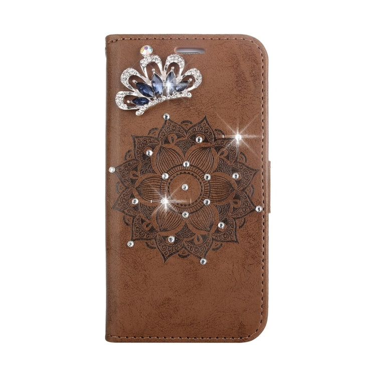 For iPhone 8 Plus & 7 Plus Mandragora Pattern Crystal Encrusted Horizontal Flip Leather Case with Card Slot & Holder & Wallet & Lanyard