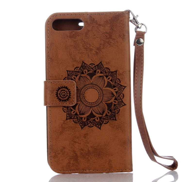 For iPhone 8 Plus & 7 Plus Mandragora Pattern Crystal Encrusted Horizontal Flip Leather Case with Card Slot & Holder & Wallet & Lanyard