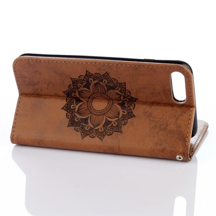 For iPhone 8 Plus & 7 Plus Mandragora Pattern Crystal Encrusted Horizontal Flip Leather Case with Card Slot & Holder & Wallet & Lanyard