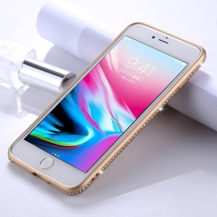 For iPhone 8 Plus & 7 Plus Crystal Decor Sides Frosted Soft TPU Protective Back Case