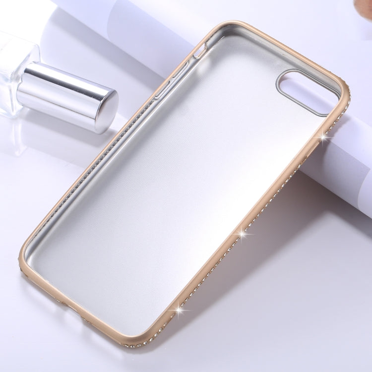 For iPhone 8 Plus & 7 Plus Crystal Decor Sides Frosted Soft TPU Protective Back Case