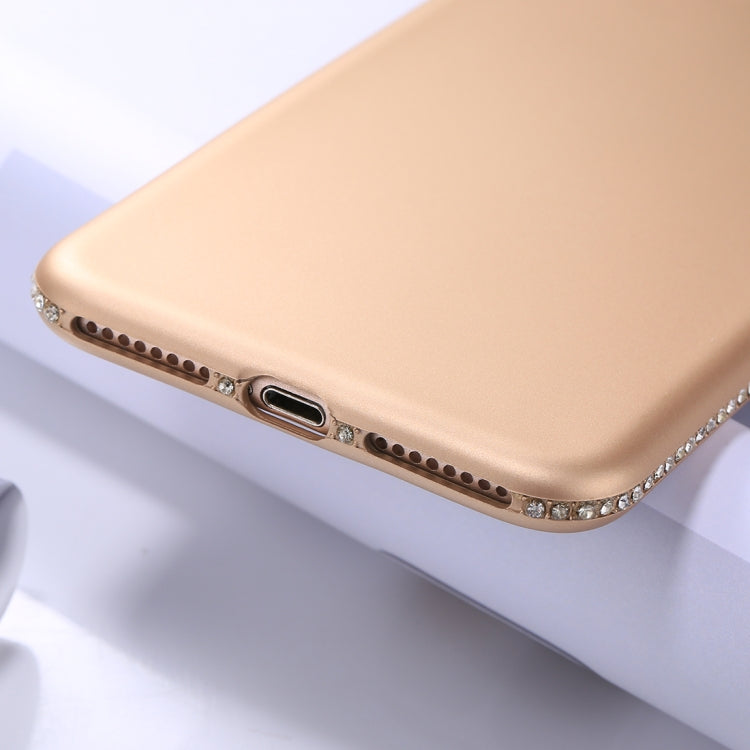 For iPhone 8 Plus & 7 Plus Crystal Decor Sides Frosted Soft TPU Protective Back Case