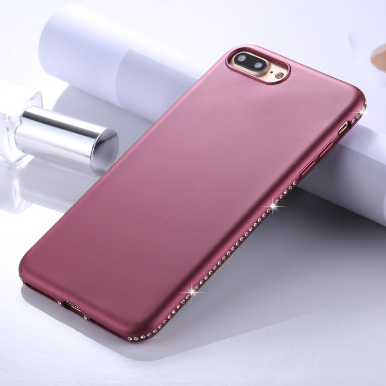 For iPhone 8 Plus & 7 Plus Crystal Decor Sides Frosted Soft TPU Protective Back Case