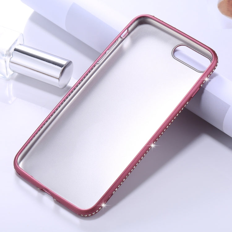 For iPhone 8 Plus & 7 Plus Crystal Decor Sides Frosted Soft TPU Protective Back Case