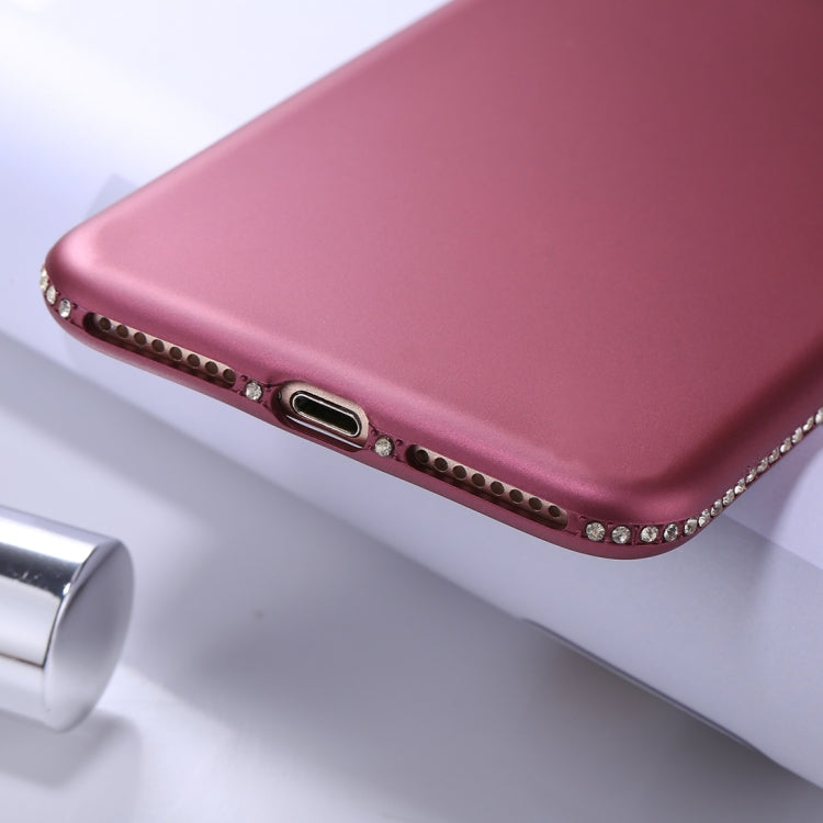 For iPhone 8 Plus & 7 Plus Crystal Decor Sides Frosted Soft TPU Protective Back Case