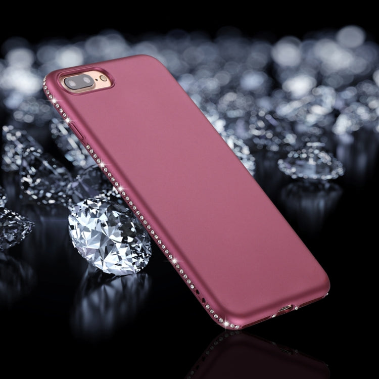 For iPhone 8 Plus & 7 Plus Crystal Decor Sides Frosted Soft TPU Protective Back Case