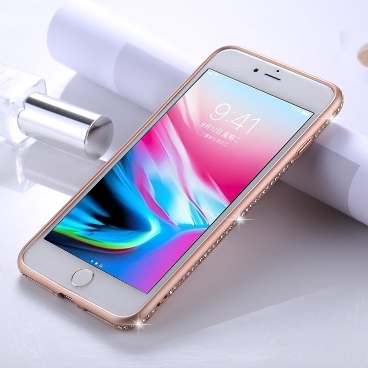 For iPhone 8 Plus & 7 Plus Crystal Decor Sides Frosted Soft TPU Protective Back Case