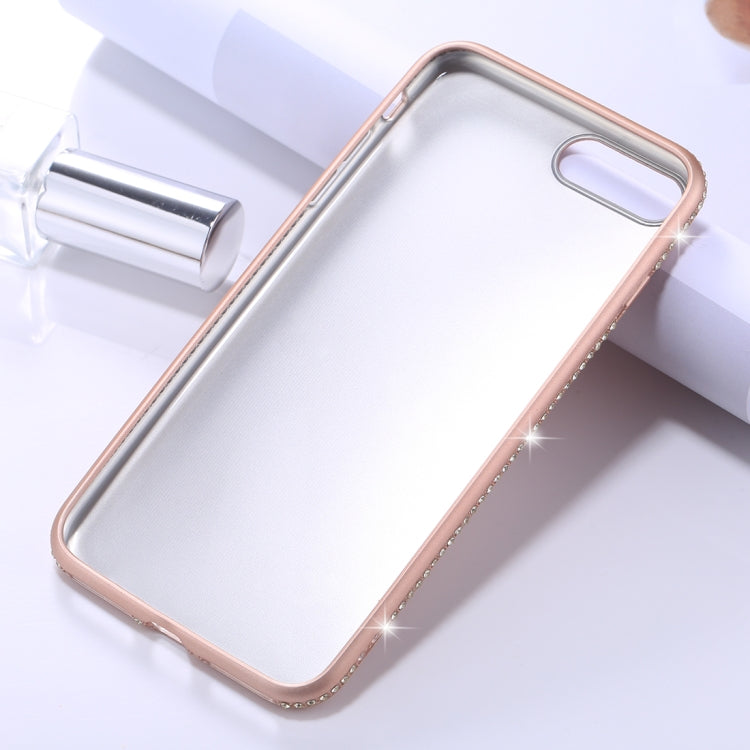 For iPhone 8 Plus & 7 Plus Crystal Decor Sides Frosted Soft TPU Protective Back Case