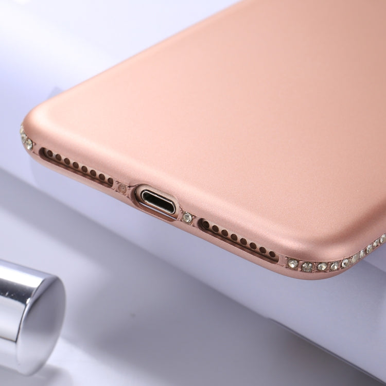 For iPhone 8 Plus & 7 Plus Crystal Decor Sides Frosted Soft TPU Protective Back Case