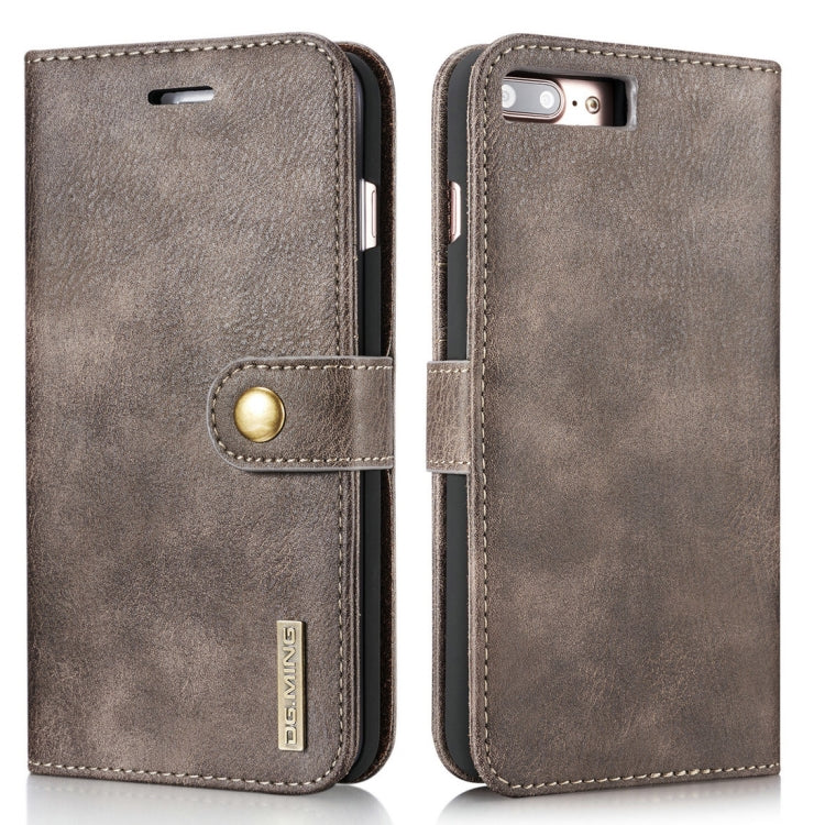 DG.MING for iPhone 8 Plus & iPhone 7 Plus Crazy Horse Texture Horizontal Flip Detachable Magnetic Protective Case with Holder & Card Slots & Wallet