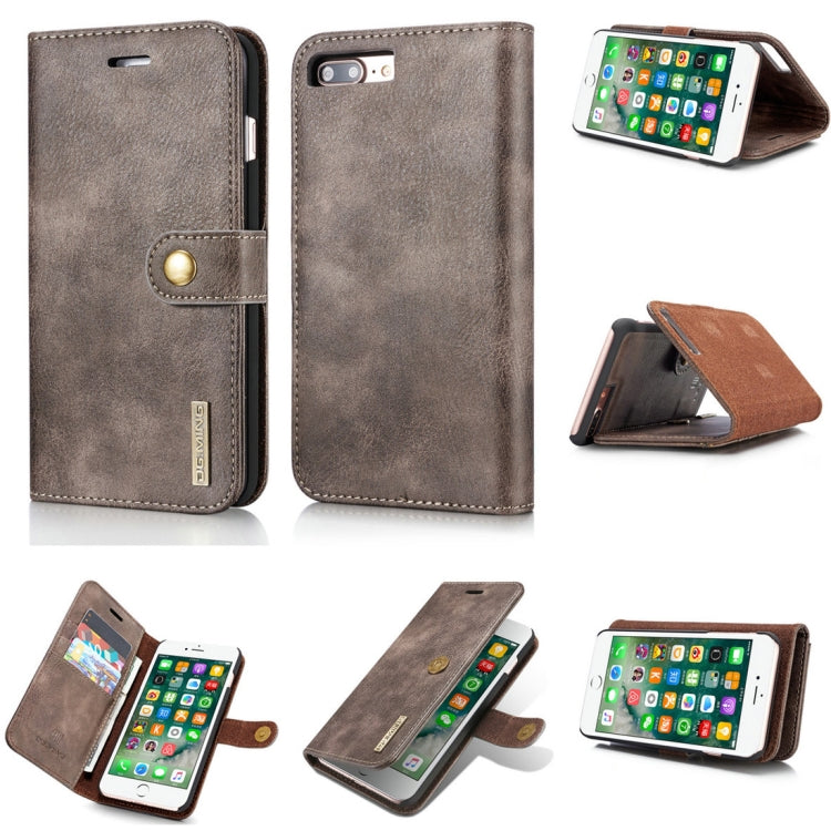 DG.MING for iPhone 8 Plus & iPhone 7 Plus Crazy Horse Texture Horizontal Flip Detachable Magnetic Protective Case with Holder & Card Slots & Wallet