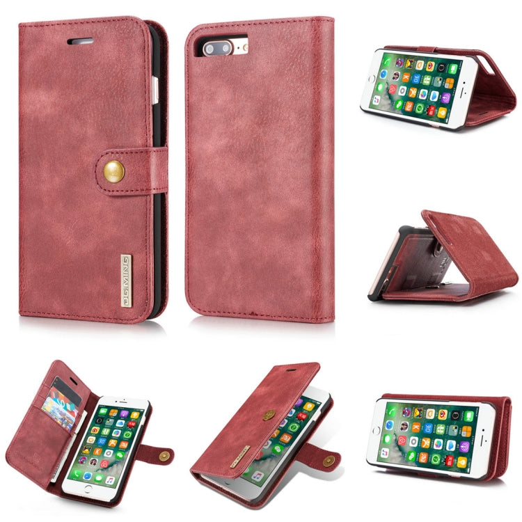 DG.MING for iPhone 8 Plus & iPhone 7 Plus Crazy Horse Texture Horizontal Flip Detachable Magnetic Protective Case with Holder & Card Slots & Wallet