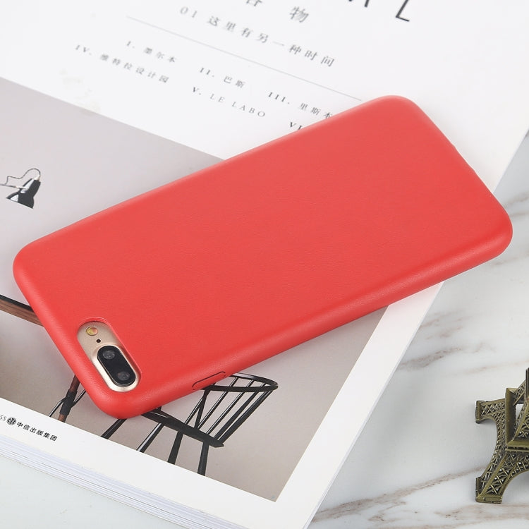 For iPhone 8 Plus & 7 Plus Leather Texture TPU Full-body Protective Back Cover Case
