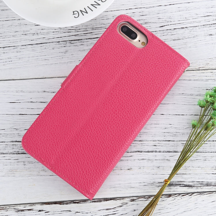 For iPhone 8 Plus & 7 Plus Litchi Texture Diamond Pearl Horizontal Flip Leather Case with Holder & Lanyard