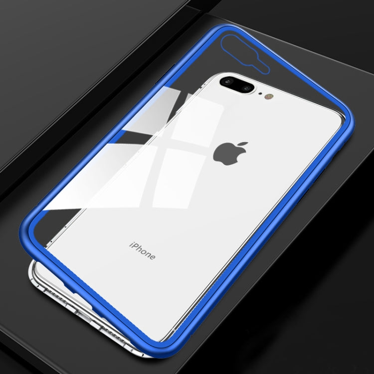 Ultra Slim Magnetic Adsorption Metal Frame Tempered Glass Magnet Flip Case for iPhone 8 Plus & 7 Plus