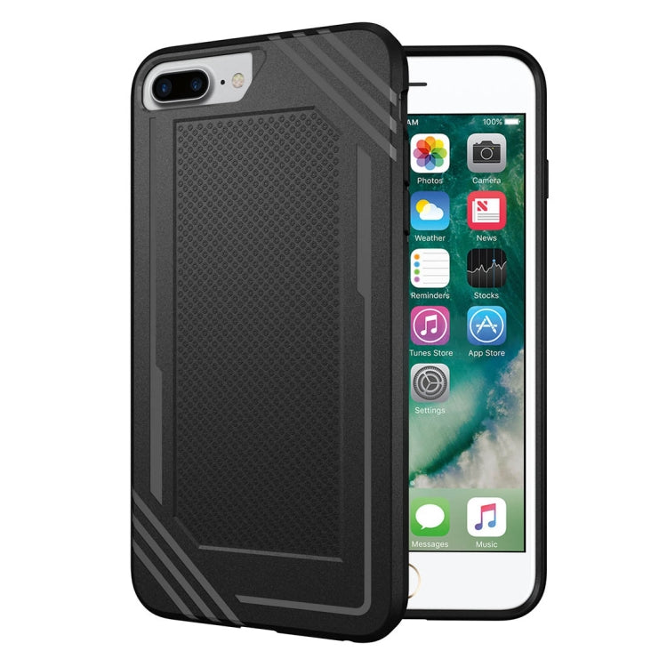 For iPhone 8 Plus & 7 Plus & 6 Plus Lattice Texture TPU Shockproof Protective Back Cover Case