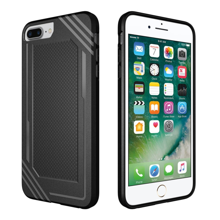 For iPhone 8 Plus & 7 Plus & 6 Plus Lattice Texture TPU Shockproof Protective Back Cover Case