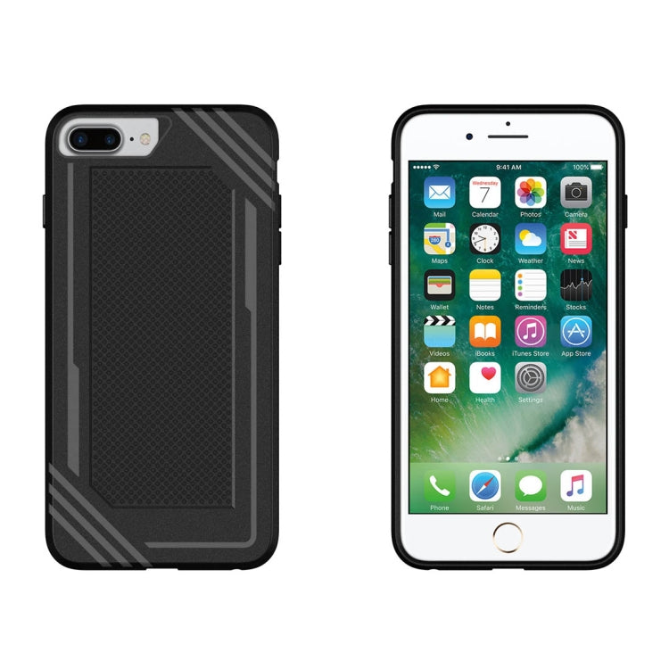 For iPhone 8 Plus & 7 Plus & 6 Plus Lattice Texture TPU Shockproof Protective Back Cover Case