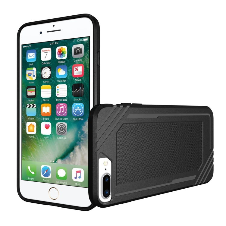 For iPhone 8 Plus & 7 Plus & 6 Plus Lattice Texture TPU Shockproof Protective Back Cover Case