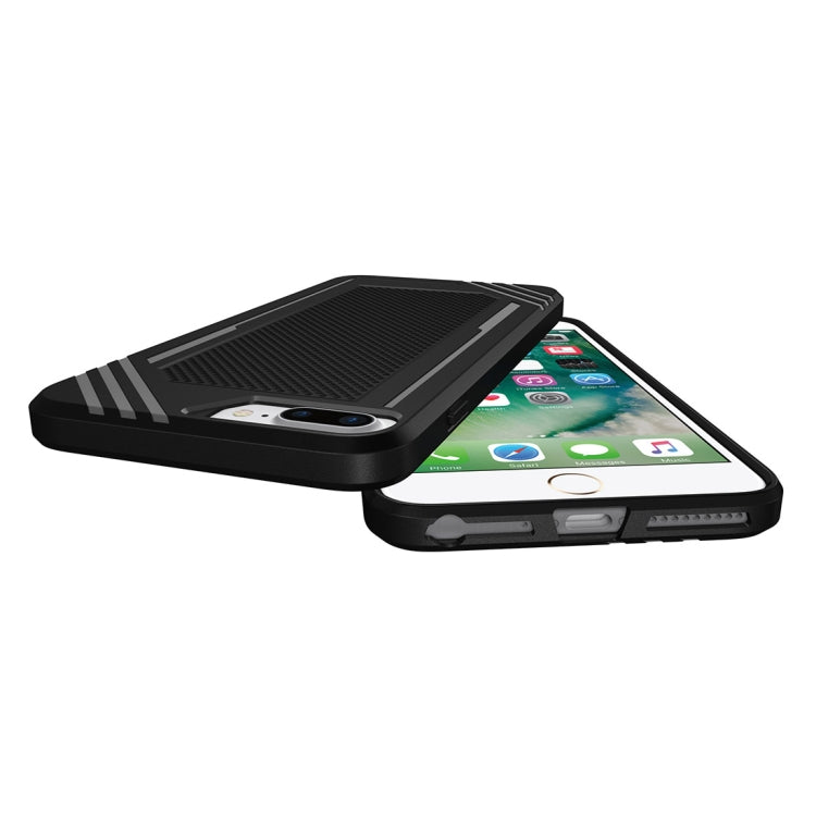 For iPhone 8 Plus & 7 Plus & 6 Plus Lattice Texture TPU Shockproof Protective Back Cover Case