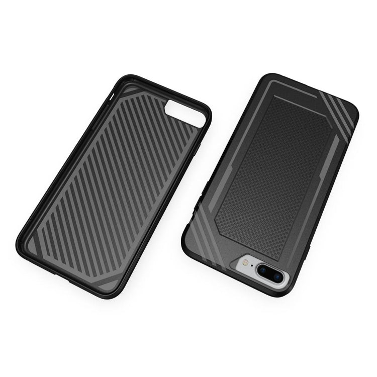 For iPhone 8 Plus & 7 Plus & 6 Plus Lattice Texture TPU Shockproof Protective Back Cover Case