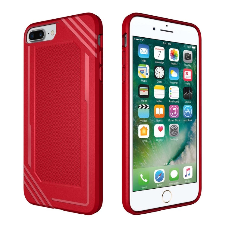 For iPhone 8 Plus & 7 Plus & 6 Plus Lattice Texture TPU Shockproof Protective Back Cover Case