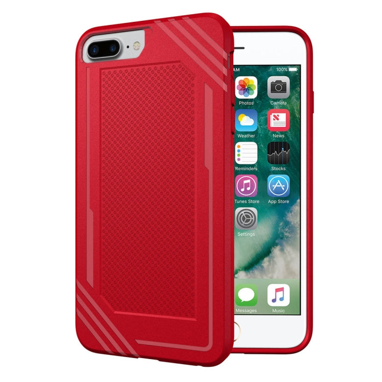 For iPhone 8 Plus & 7 Plus & 6 Plus Lattice Texture TPU Shockproof Protective Back Cover Case