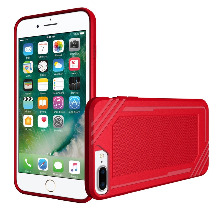 For iPhone 8 Plus & 7 Plus & 6 Plus Lattice Texture TPU Shockproof Protective Back Cover Case