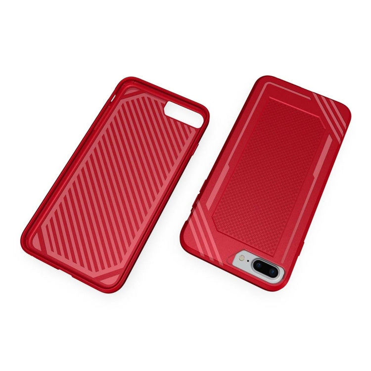 For iPhone 8 Plus & 7 Plus & 6 Plus Lattice Texture TPU Shockproof Protective Back Cover Case