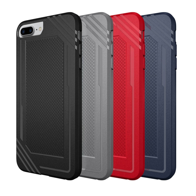 For iPhone 8 Plus & 7 Plus & 6 Plus Lattice Texture TPU Shockproof Protective Back Cover Case